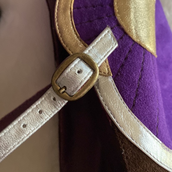 EUC MARC JACOBS Brown & Purple Mary Jane Color Block Metallic Accents Sz 37 1/2 - Picture 16 of 16